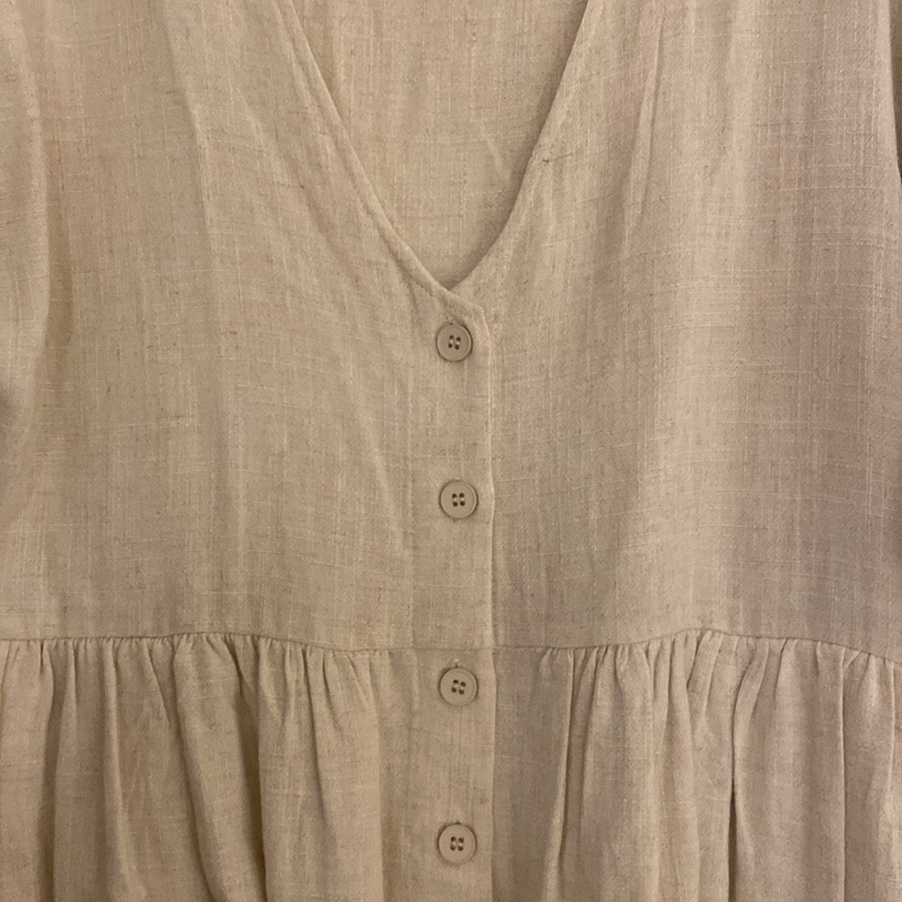 Beige Urban Outfitters T Shirt Linen Dress - Picture 3 of 3